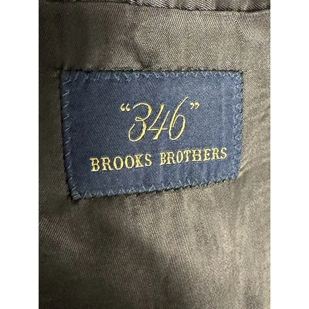 Brooks Brothers 346 44R Charcoal Slate Gray Blue Windowpan Check Overaly Blazer
